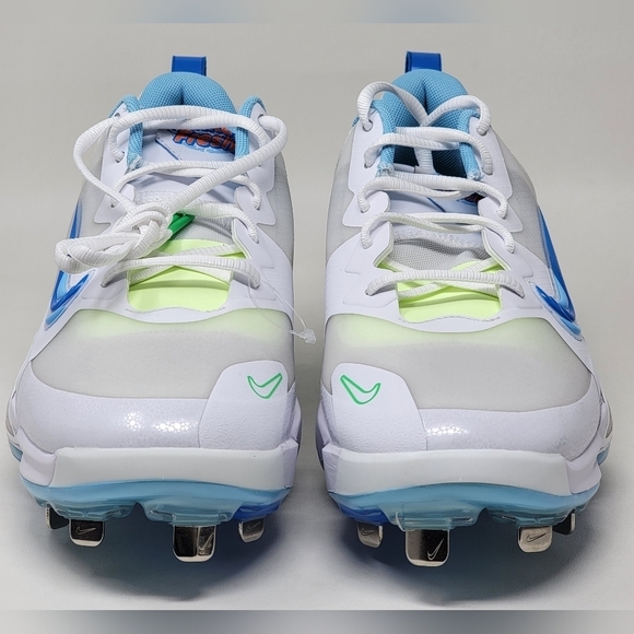 Nike Force Trout 9 Pro Cleats White/Barely Volt/Blue FQ7941-100 Men Size 7.5 New - Picture 7 of 9